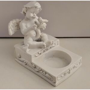 Angyalos mécsestartó poly 9cm magas fehér 143174013 - Mécsestartó