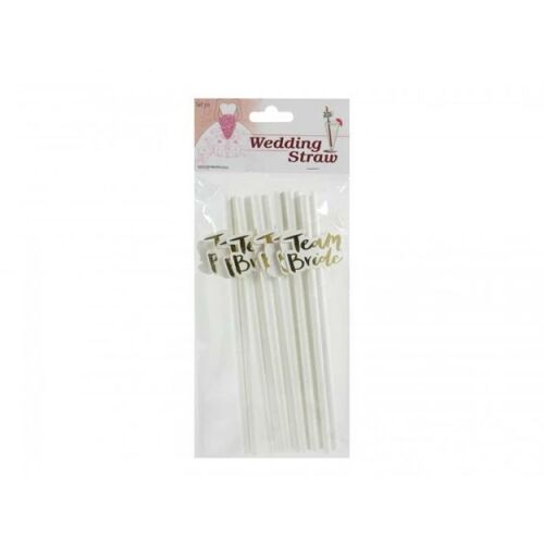 Szívószál lánybúcsú fehér 12db/cs Team Bride felirattal 143174109