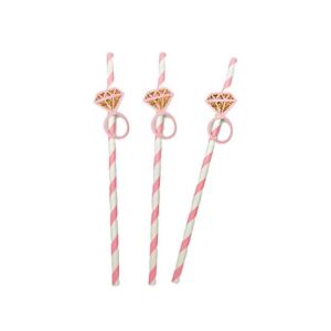 Szívószál lánybúcsú rózsaszín-fehér 12db/cs 143174121 - Szívószál