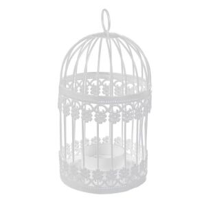 Fém mécsestartó kalitka rácsos 10*18 cm fehér 143174124 - Mécsestartó