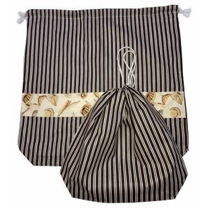 MK Bea Nagy cipós zsák – barna csíkos, pékárus mintával 143178387 - Bevásárlóháló, rendező táska