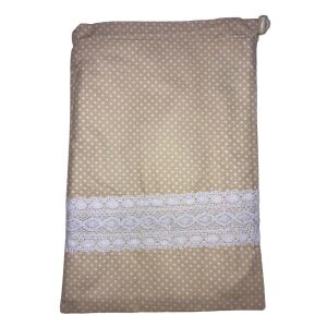 MK Bea Uzsonnás zsák bézs pöttyös csipkés mintával – mindennapokra.hu