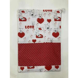 MK Bea Uzsonnás zsák – piros szíves kutyás mintával