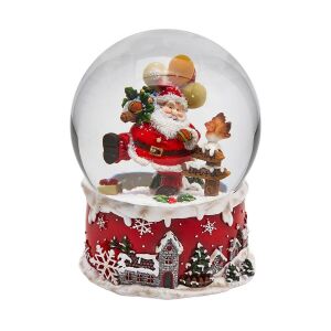 Havazógömb mikulás fenyővel zenélő 20cm 143185388 - Hógömb