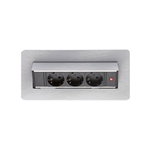 Delight süllyesztett 3-as elosztó, szálcsiszolt ezüst kivitel