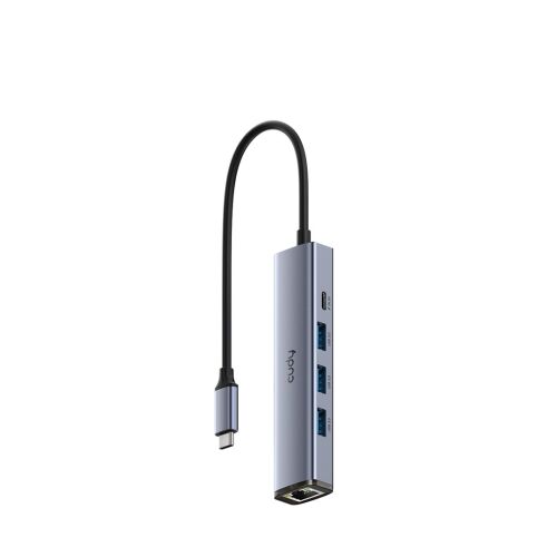 Cudy UH605 hálózati csatlakozó USB 3.2 Gen 1 (3.1 Gen 1) Type-C 5000 Mbit/s Szürke, Ezüst
