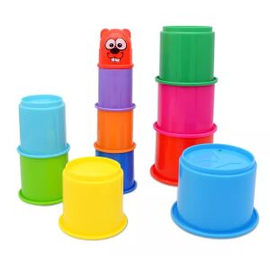 Pohártorony egymásra rakható poharak játékszett, 11 darabos - Manyuk Toys