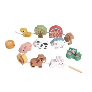 Tooky Toy: Animale de fermă de șnuruit, lemn 143225656 - Perle, mărgele