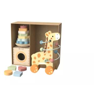 Tooy Toys: 3-in-1 Geschenkeset mit Giraffe 143225768 - Babywalker und Entwicklungsspiele für Kleinkinder