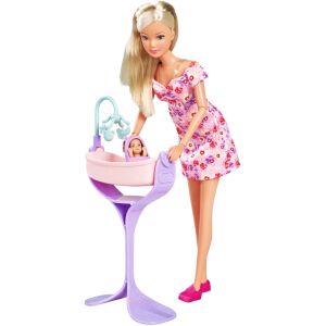 Steffi LOVE Hello Baby Puppe mit Baby in Wiege - Simba Toys Baba