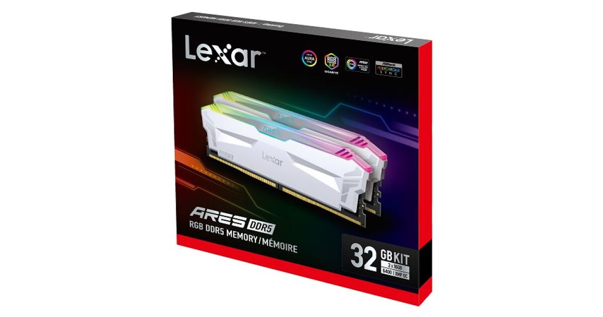 Lexar ARES RGB 32Go White (2x16Go) DDR5 6400 - Mémoire PC Lexar sur