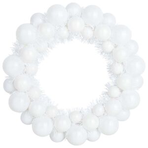 vidaXL fehér karácsonyi gömb koszorú, közelkép - Koszorú