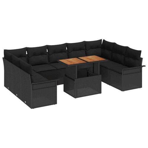 vidaXL Kerti Kanapé Szett tárolóval 10 pcs Fekete Poli rattan 143276953 - Kert