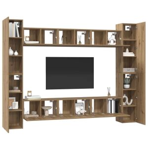 vidaXL TV szekrény garnitúra 10 pcs kézműves tölgy 30.5 x 30 x 90 cm 143294397 - TV- és médiatároló bútor