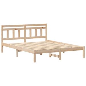vidaXL Ágykeret fejtámlával Barna Tömör fenyőfa 143302506 - Bútor