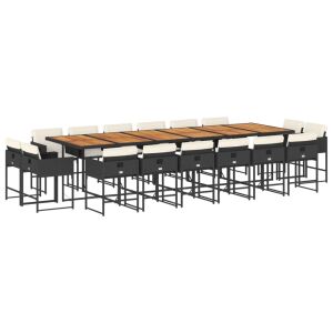 vidaXL 17 részes fekete polyrattan kerti étkezőgarnitúra párnákkal 143315530 - Kert
