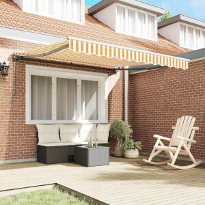 vidaXL Behúzható napellenző Sárga és Fehér 300x250 cm szövet 143316562 - Otthon & Kert