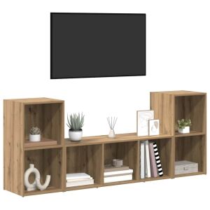 vidaXL TV szekrény 3 pcs Barna 107 x 35 x 37 cm Faanyag 143317537 - TV- és médiatároló bútor