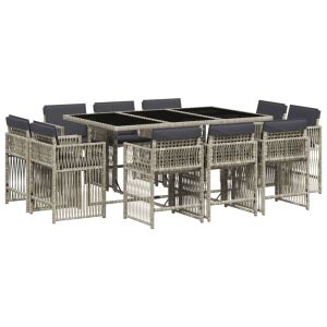 vidaXL 11 részes világosszürke polyrattan kerti ülőgarnitúra párnákkal 143318348 - Kert