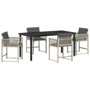 vidaXL Kert étkező szett 5 pcs Világosszürke polirattan 143322365 - Kert