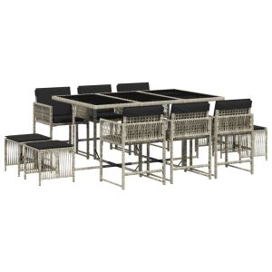 vidaXL 11 részes világosszürke polyrattan kerti ülőgarnitúra párnákkal 143322713 - Otthon & Kert