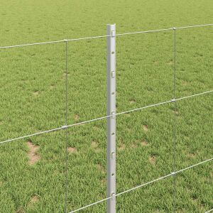 vidaXL Kerítés oszlopokkal Ezüst 1 x 25 m Acél 143324492 - Kert