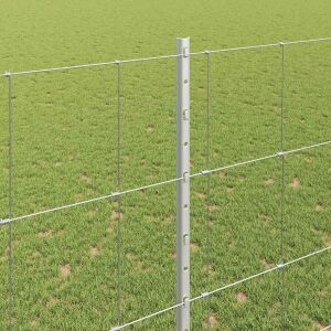 vidaXL Îngrădire cu stâlpi Argintiu 1.5 x 50 m Oțel 143324784 - Element de gard