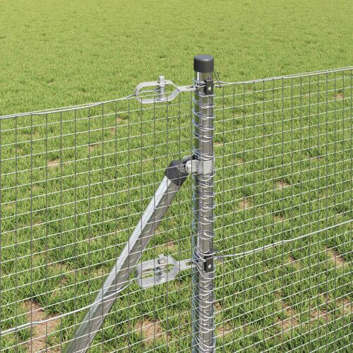 vidaXL Kerítés oszlopokkal Ezüst 0.8 x 50 m Acél 143326721