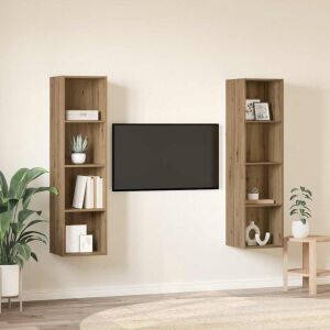 vidaXL TV szekrény 2 pcs Barna 37 x 37 x 142.5 cm Faanyag 143330990 - TV- és médiatároló bútor