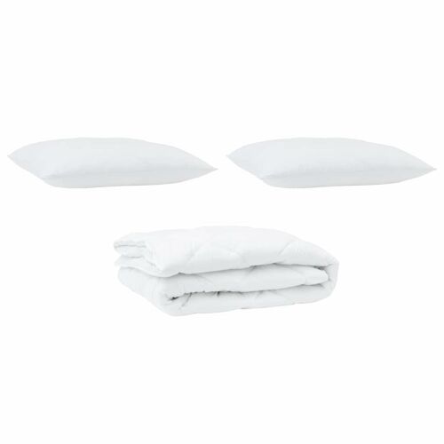 vidaXL Fehér Mikroszálas Paplan és Párna Szett - 3 Darabos - Paplan