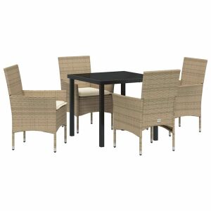 vidaXL Kert étkező szett párnával 5 pcs Bézs Poli rattan 143336738 - Otthon & Kert