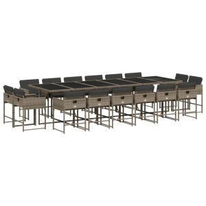 vidaXL 17 részes szürke polyrattan kerti étkezőgarnitúra párnával 143340311 - Otthon & Kert