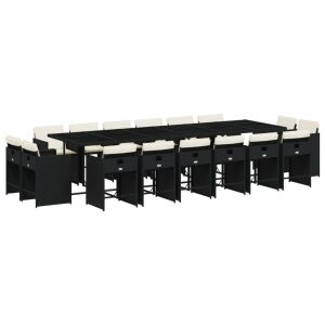 vidaXL 17 részes fekete polyrattan kerti étkezőgarnitúra párnákkal 143340461 - Kert