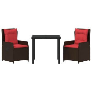 vidaXL Kert étkező szett 3 pcs Barna Poli rattan 143344622 - Kert