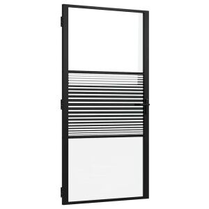 vidaXL Belső Ajtó Fekete 102.5 x 201.5 cm Edzett üveg és Alumínium 143345615 - Építkezés & Felújítás