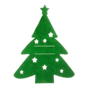 Ruhhy Karácsonyfa Evőeszköztartó, Zöld Filc Fehér Csillagokkal - Filcfigura