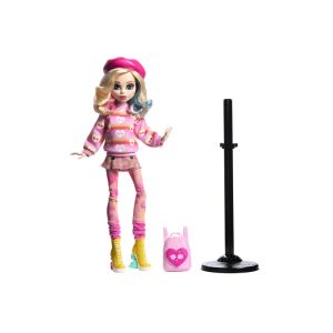 Mattel Monster High X Wednesday Enid Sinclair baba állvánnyal és hátizsákkal - Mattel Baba