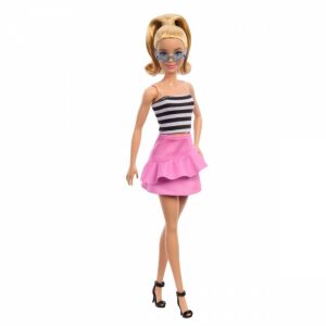 Mattel Barbie Fashionistas #213 Lalka w czarno-białej bluzce i różowej spódnicy - Mattel Baba