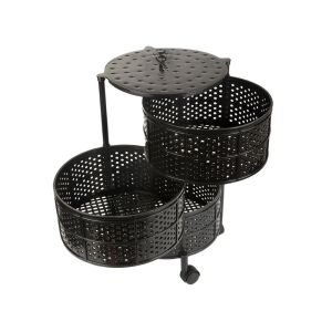 Konyhai polc szekrény kerekeken mobil kocsi asztal 3 szintes kosár