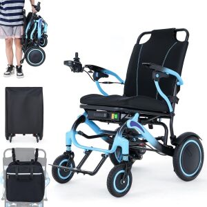 Elektromos összecsukható kerekesszék, mindössze 19 kg, 2 x 12 Ah-s akkumulátorok, elektromos kerekesszék, 45+ km hatótávolság, elektromos kerekek, kiváló minőségű szénszálas kerekesszék, ülőpárnával 143353297 - Kerekesszék