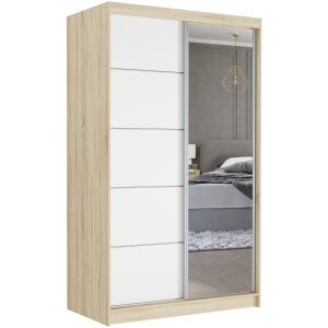 VEGA I. 120x200x60cm tolóajtós szekrény tükörrel - sonoma, fehér