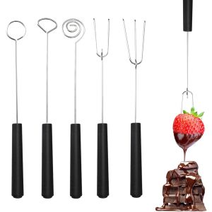 Stalowe widelce do fondue, 5 szt. - czekolada, owoce 143359671 - Zestaw do fondue