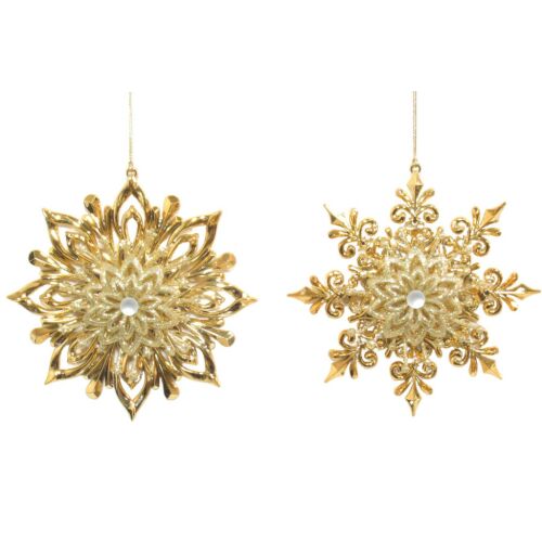 Arany karácsonyi díszek hópelyhek 14cm 2db 143360748