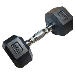 5 kg gumová šesťhranná jednoručka, jednoručná váha na silový tréning - Posilňovanie