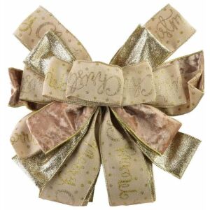 SANTA LILA Kokarda 32x130cm beżowo-złoty 144967835 - Ozdoby choinkowe