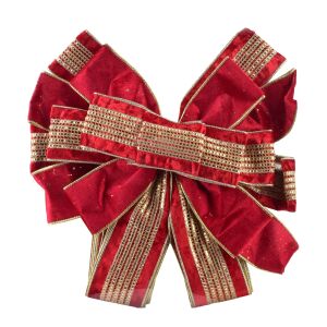 SANTA LILA Kokarda 32x130cm czerwony ze złotem 143372399 - Ozdoby choinkowe