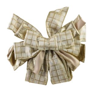 SANTA LILA Kokarda 32x130cm beżowo-złota 143372416 - Ozdoby choinkowe