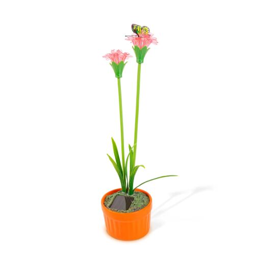 Színes Virágos Napelemes Lámpa - Piros - 10 Meleg Fehér LED - 8 x 8 x 32 cm 144168345 - Garden of Eden