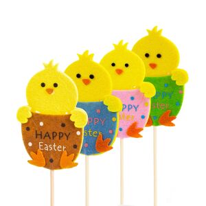 Pui de Paște din Lemn cu țăruș - 4 Modele Vesele - 6 x 9 cm 143377879 - Decorațiuni de Paște
