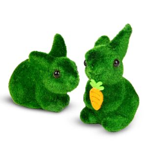 Húsvéti dekoráció, Zöld Plüss Nyúl, 10 cm